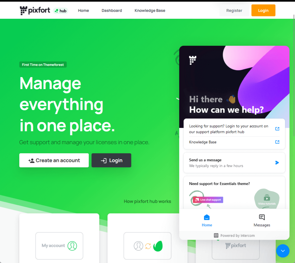 live chat feature in the pixfort hub