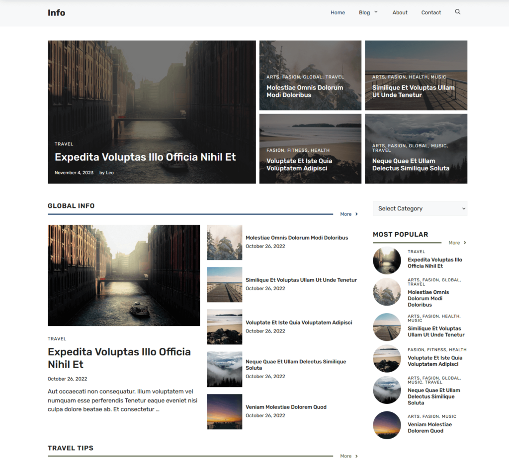first part of the generatepress info demo site
