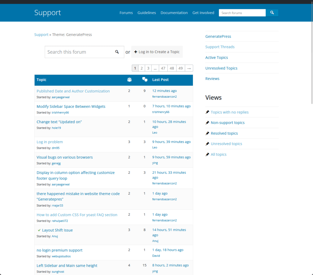 generatepress generally responds in wordpress forum