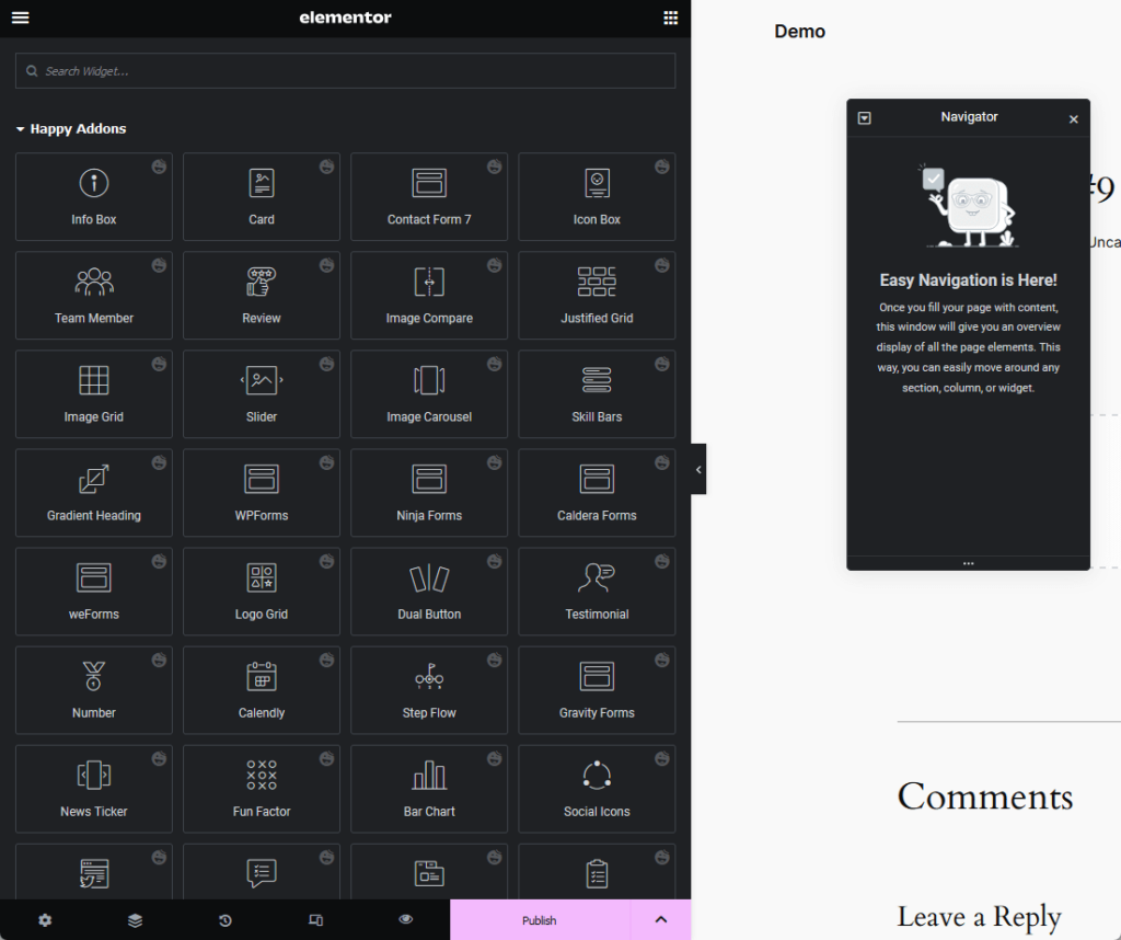 elementor widgets from the happy addons free