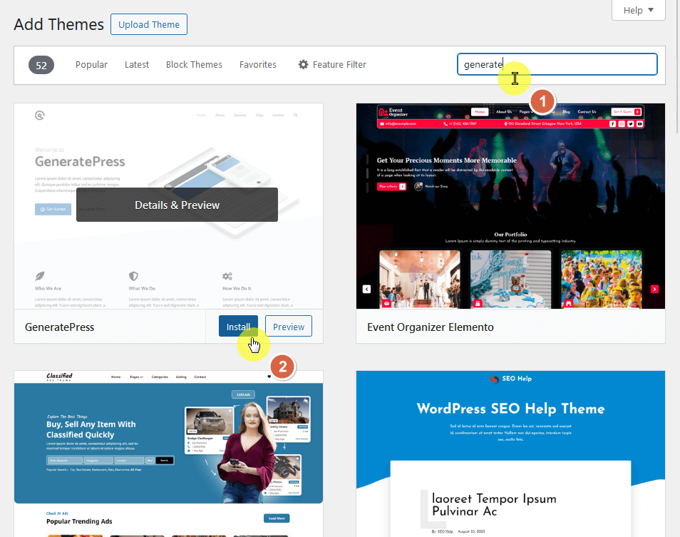 install and activate the free generatepress theme