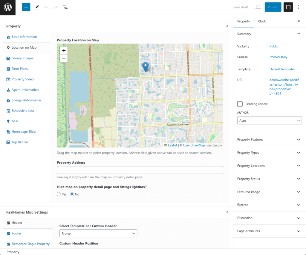 easy real estate: property location on map