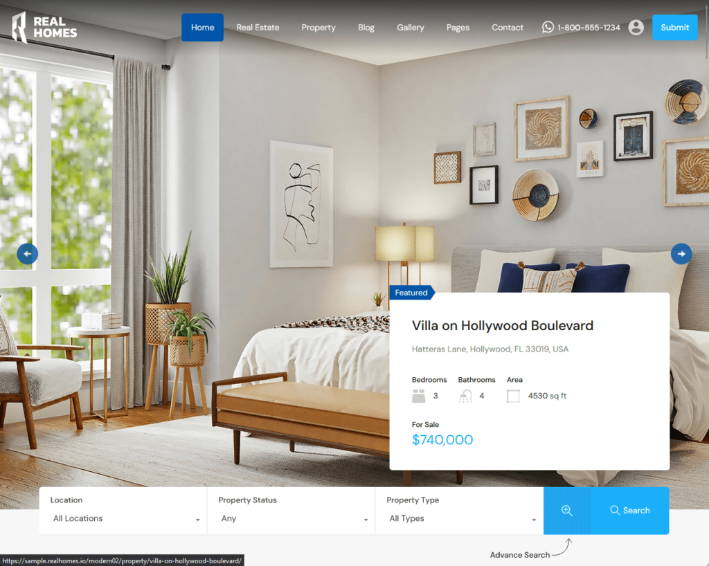 preview of the modern 02 demo site from realhomes