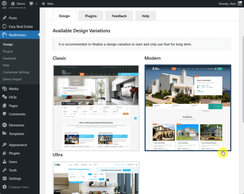 selecting the modern design variation for realhomes