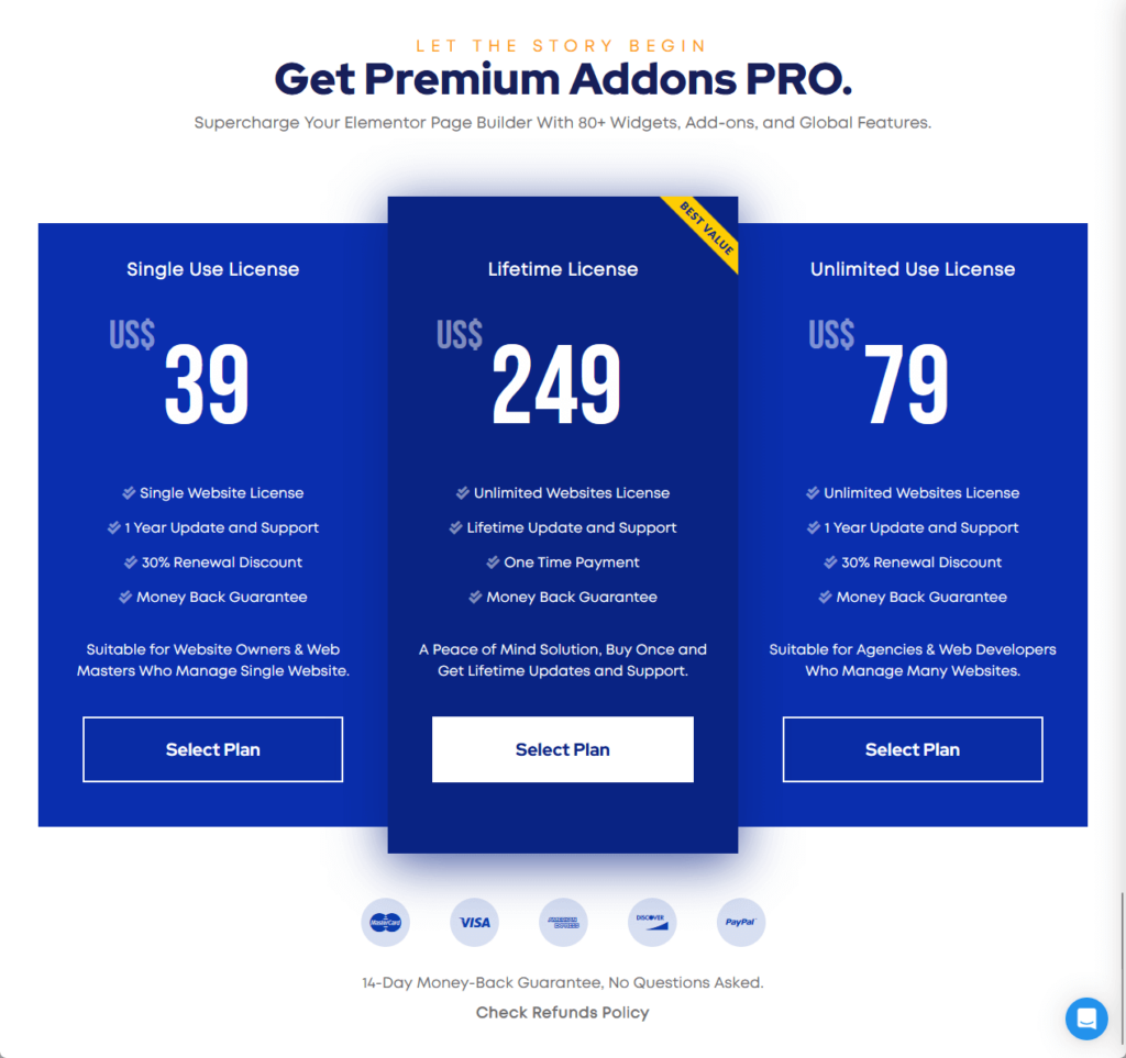 get premium addons pro pricing
