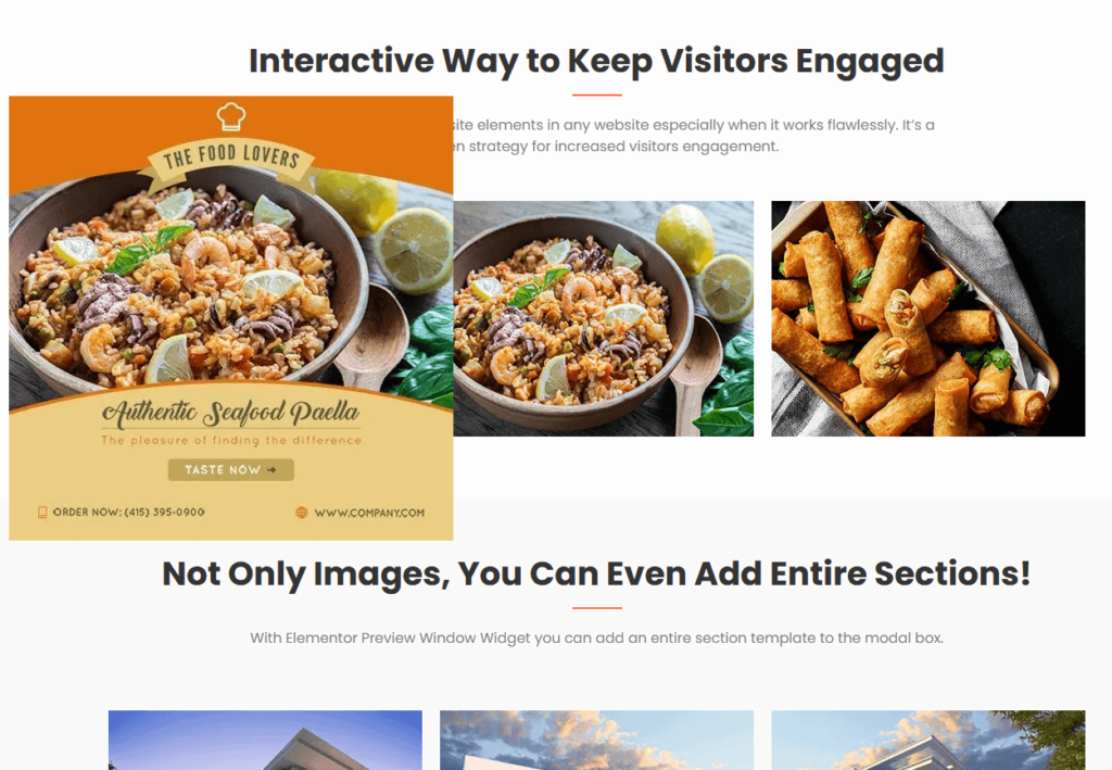 live demo of the preview window widget from premium addons pro