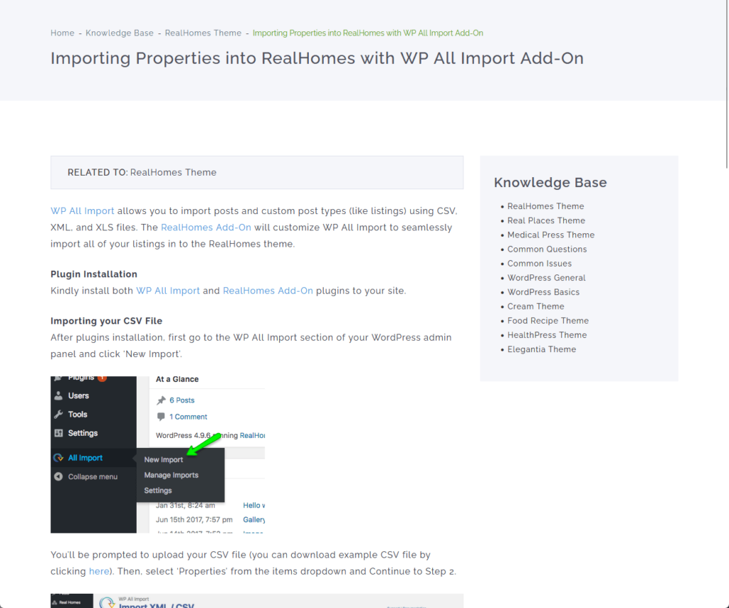 importing properties into realhomes with wp all import add-on