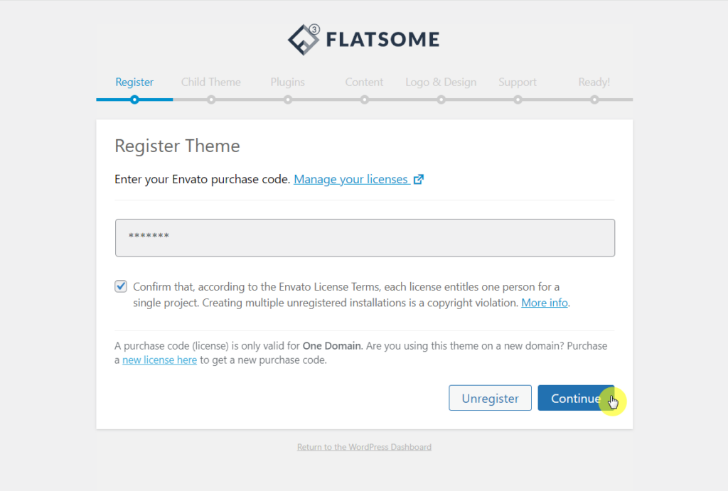 Register Flatsome theme