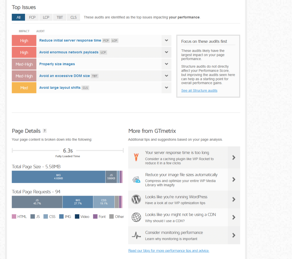 ultra realhomes fully loaded in 6.3 seconds with 5.58 mb total page size