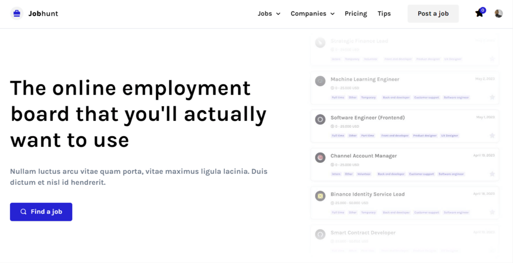 Current website view