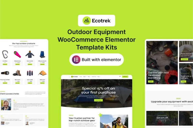 Ecotrek - Outdoor Equipment WooCommerce Elementor Template Kit
