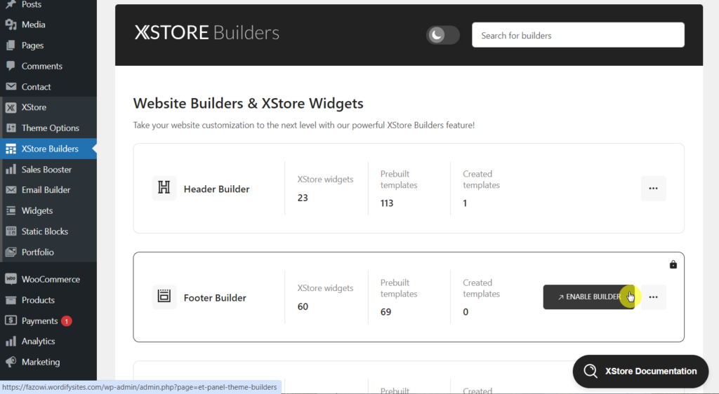 Enable XStore builder