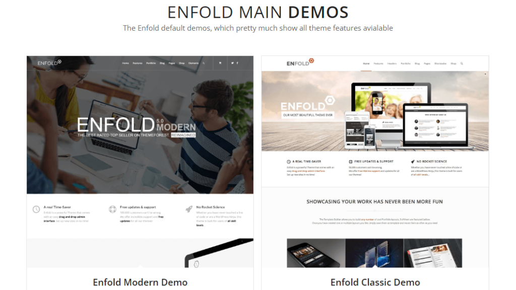 Enfold demo websites