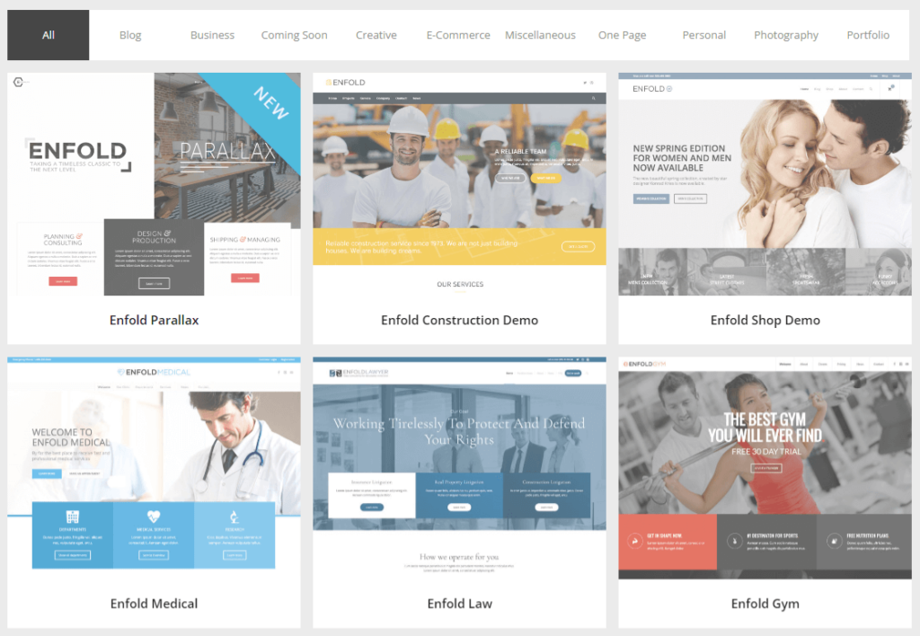 Enfold prebuilt websites