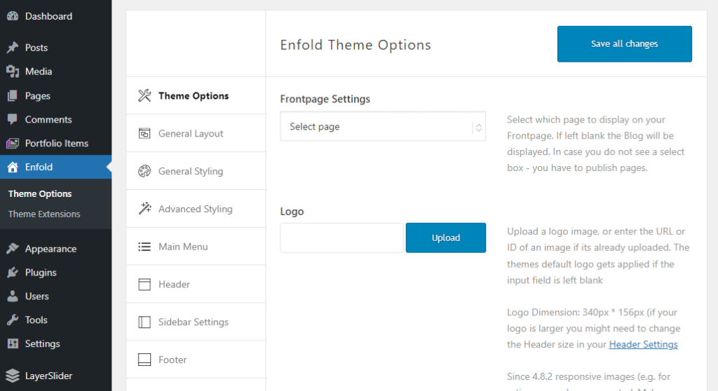 Enfold theme options