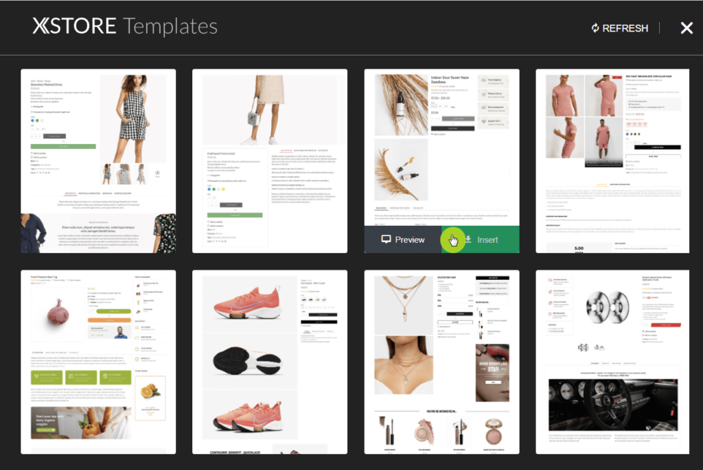 Insert single product page template