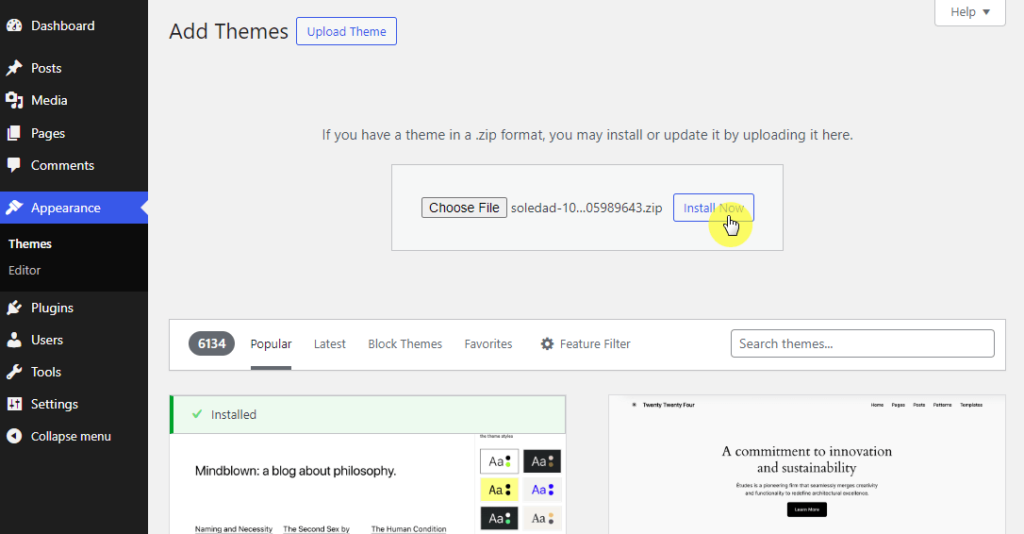 Install Soledad theme