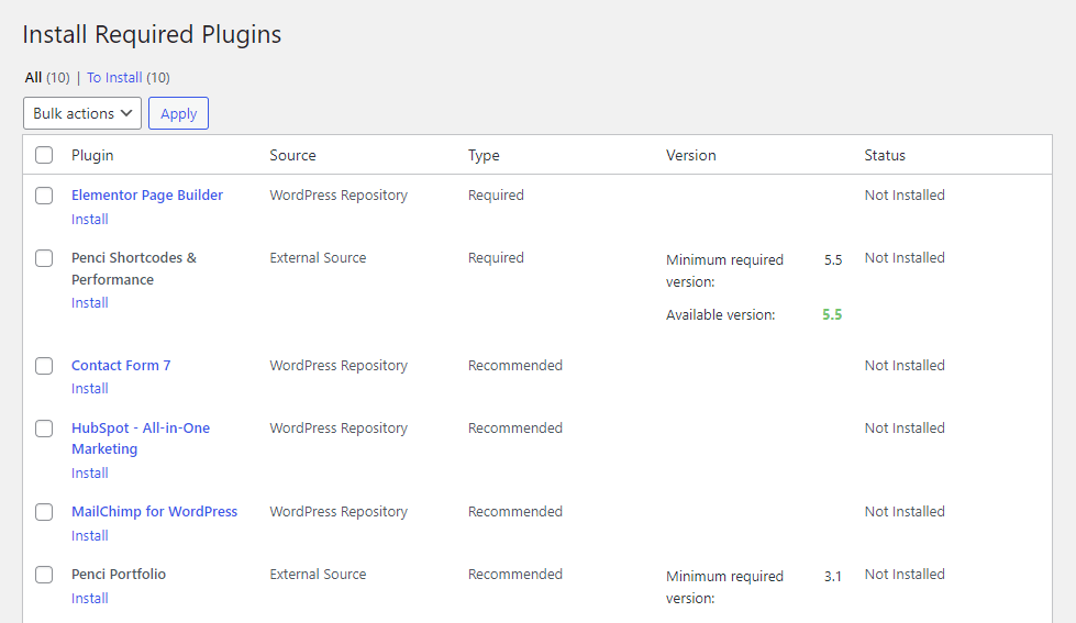 Install & activate plugins
