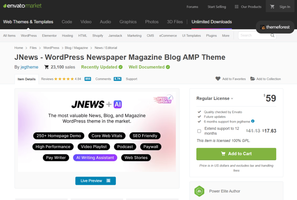 JNews pricing