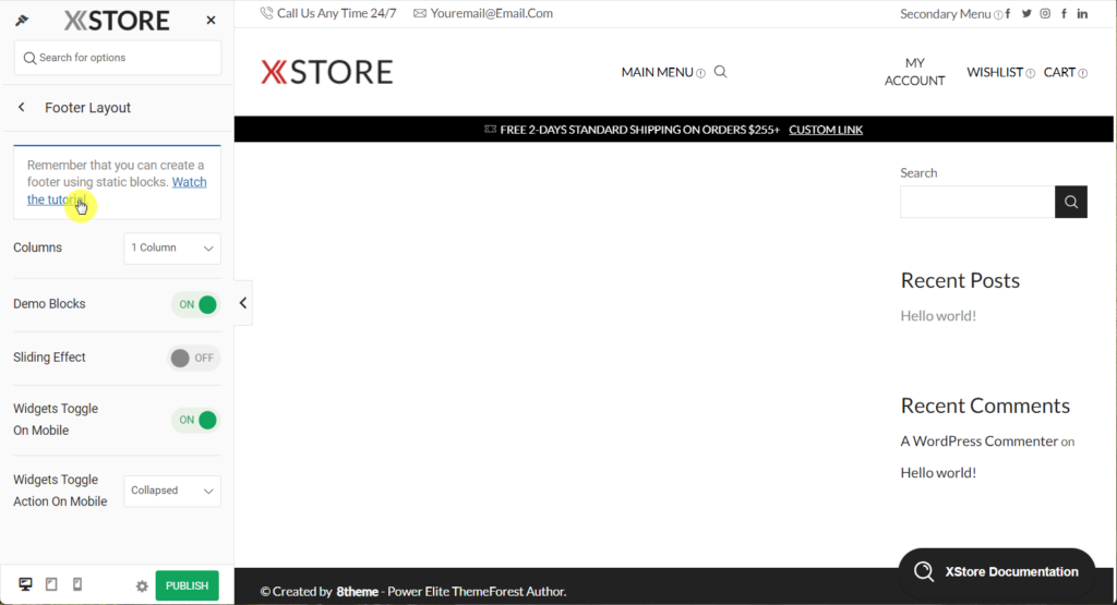 Share tutorial in theme option