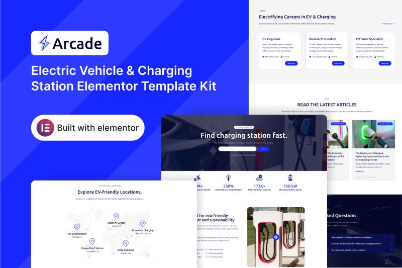 Arcade - Electric Vehicle & Charging Station Elementor Template Kit