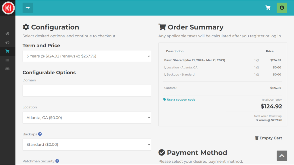 Purchase KnownHost hosting plan