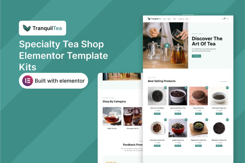 TranquilTea - Specialty Tea Shop Elementor Template Kit