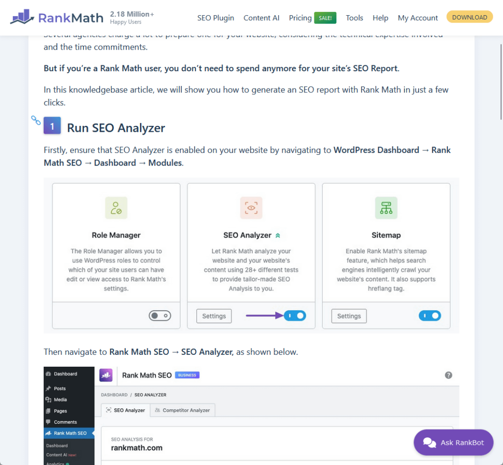 example of a rank math knowledge base article