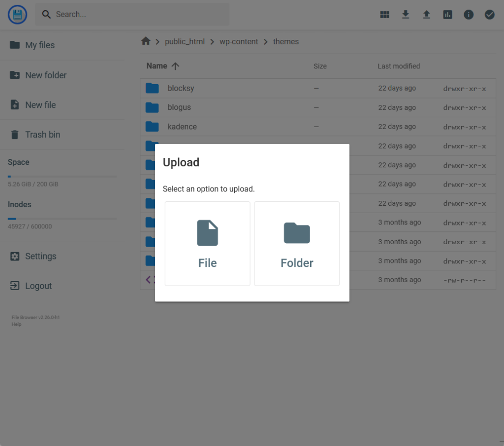 upload the theme file to the themes folder