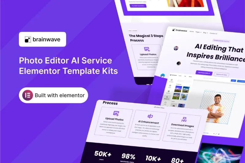 Brainwave - Photo Editor AI Service Elementor Template Kit