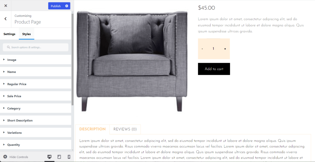 Product page styles