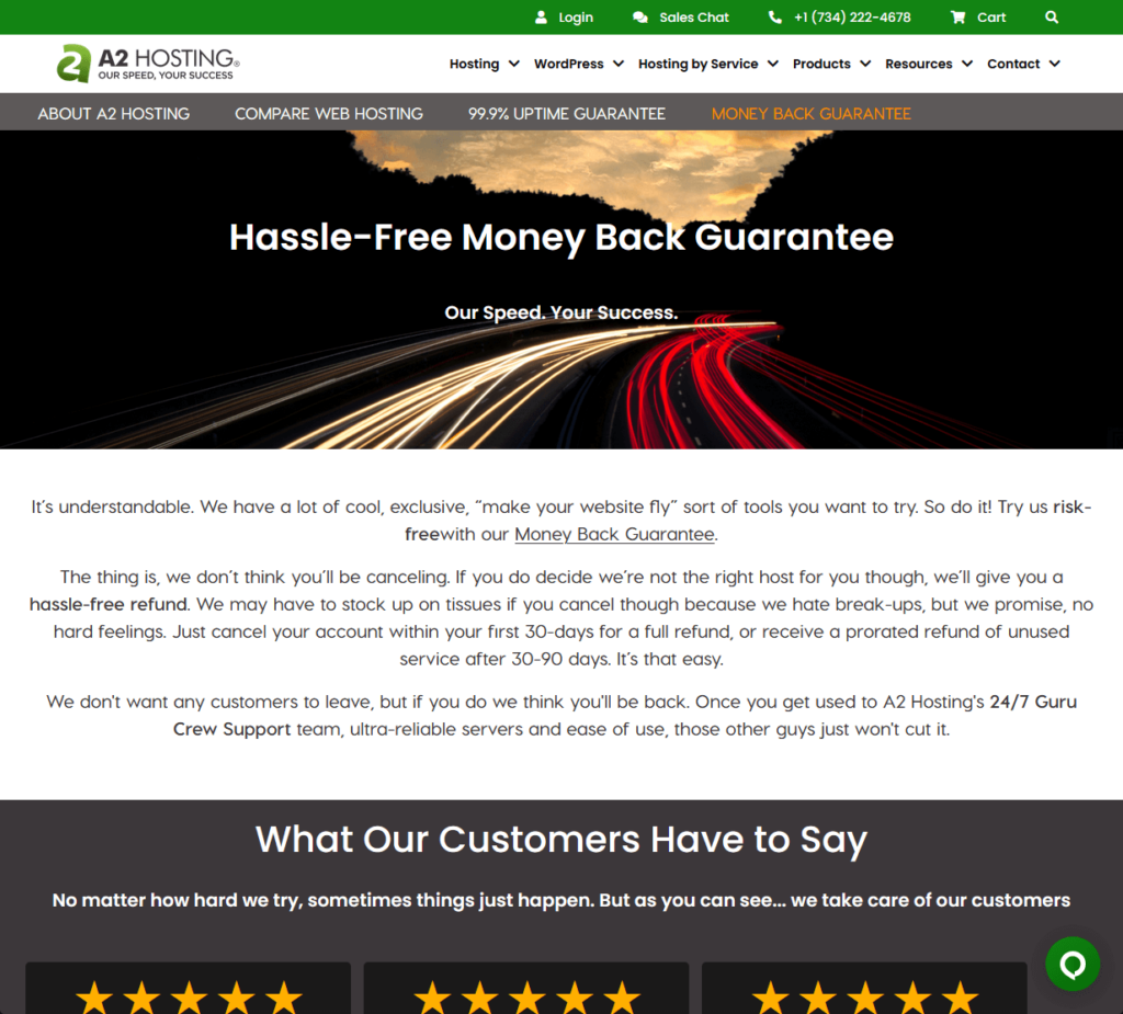 a2 hosting permits refunds within 90 days