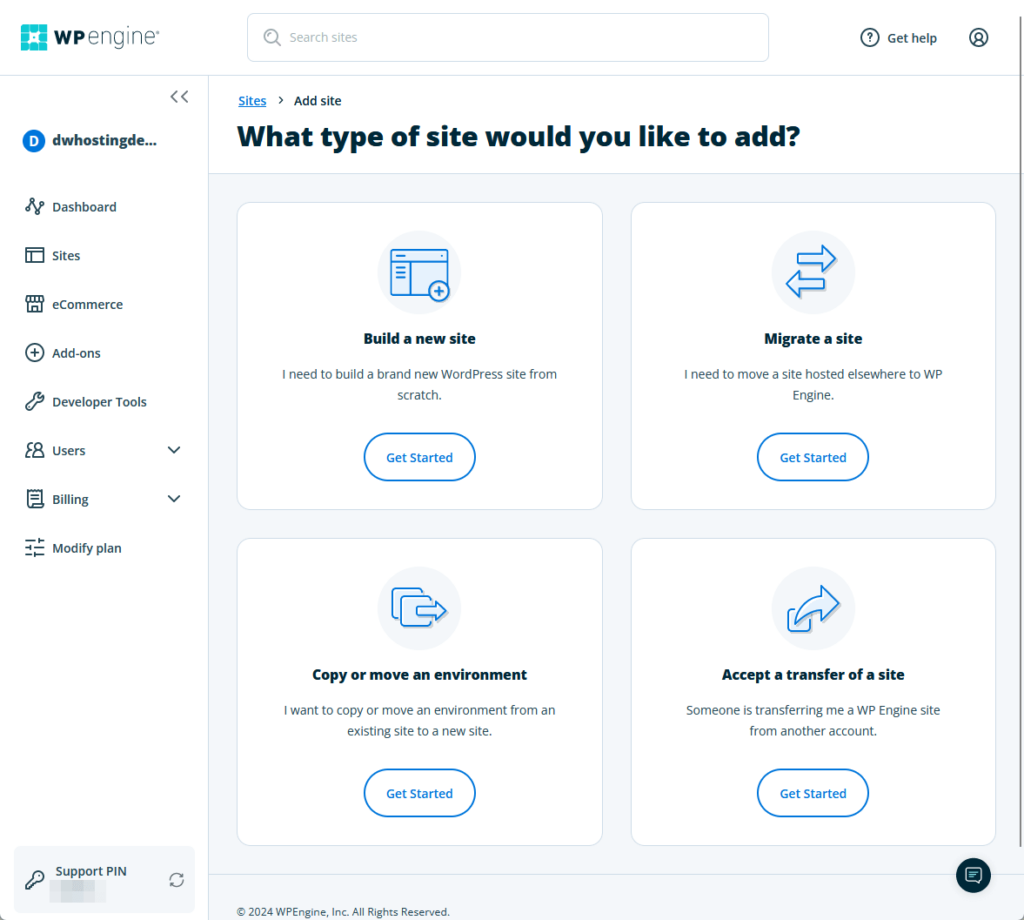 indicate what type of site you would like to add