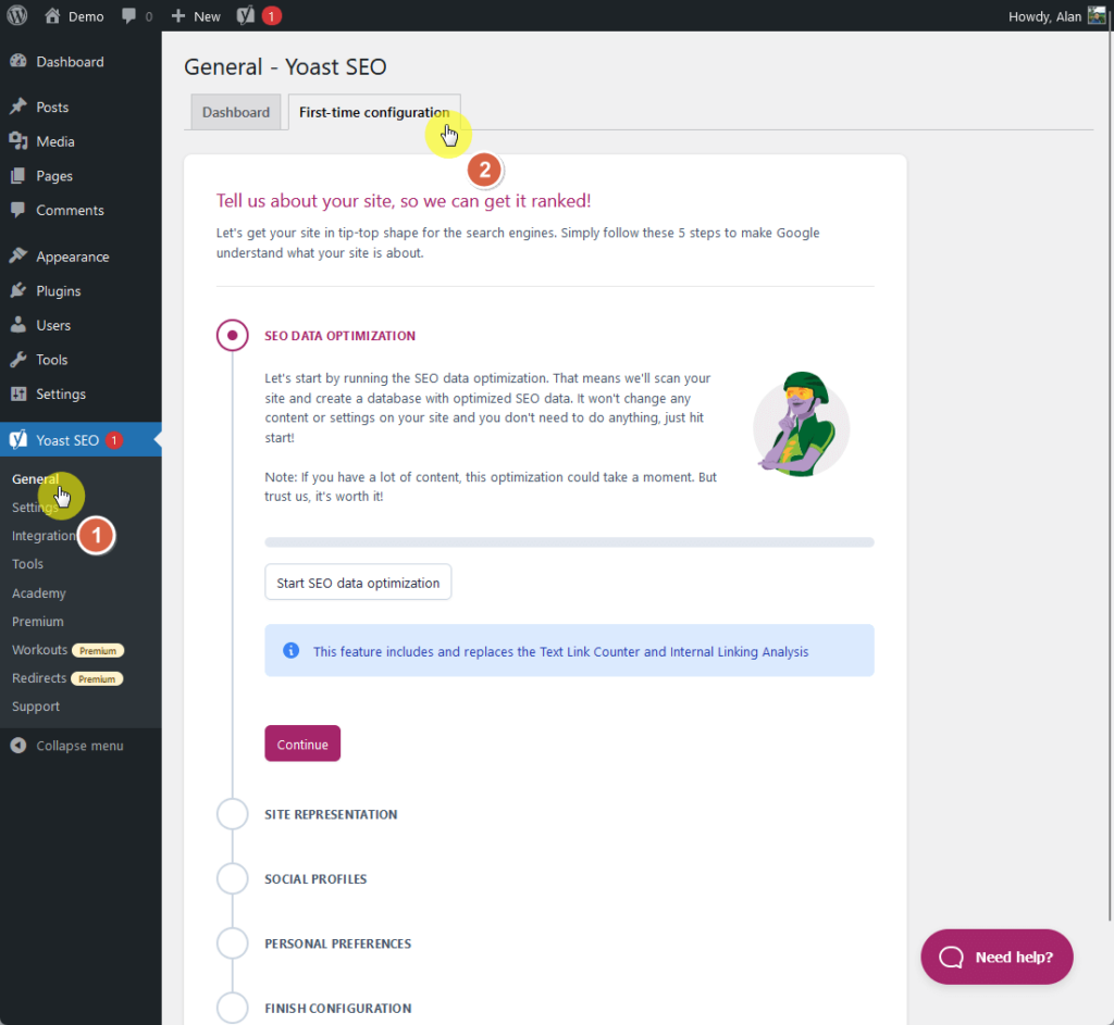 how to find the setup wizard for yoast seo