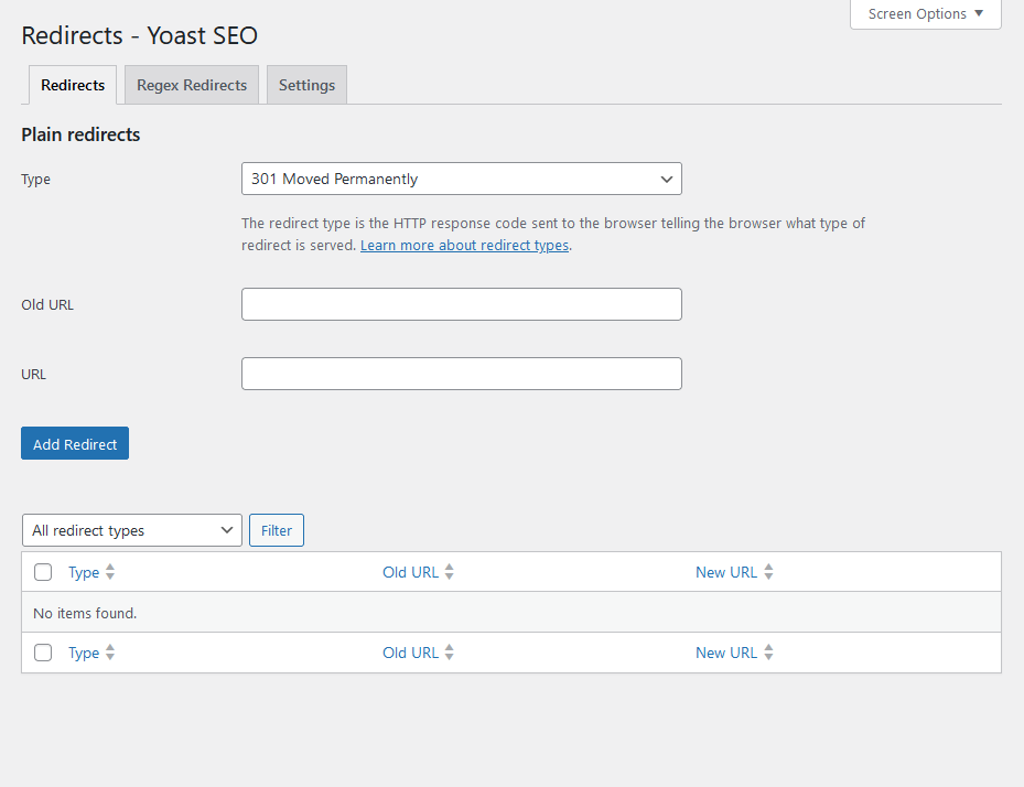 plain redirect tool offered by yoast seo