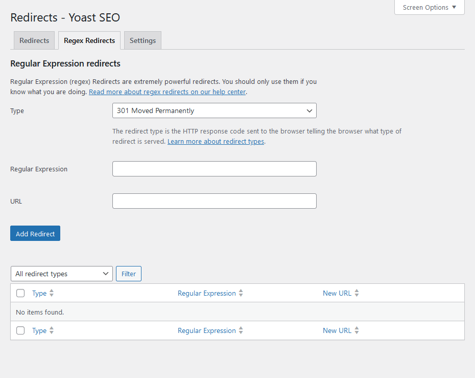 regular expression redirect tool from yoast