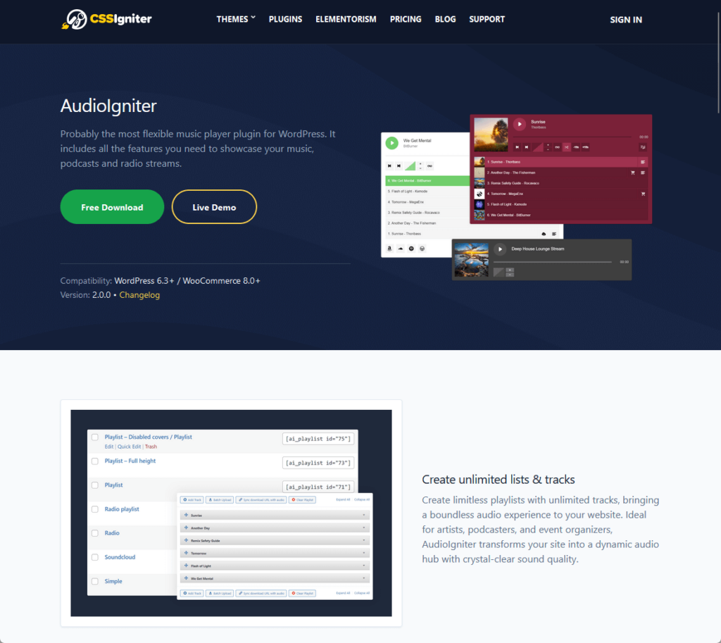 AudioIgniter: Probably the most flexible music player plugin for WordPress