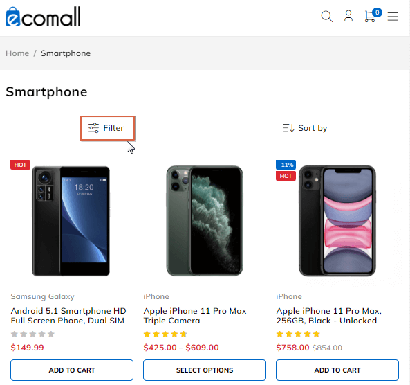 Ecomall Sticky Filter In Shop Page