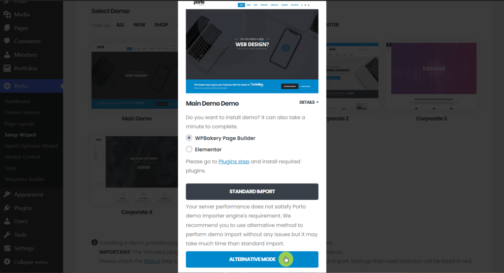 Import Porto demo content