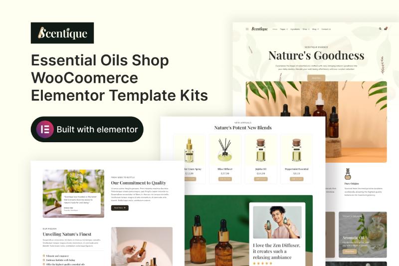 Scentique - Essential Oils Shop WooCommerce Elementor Template Kit