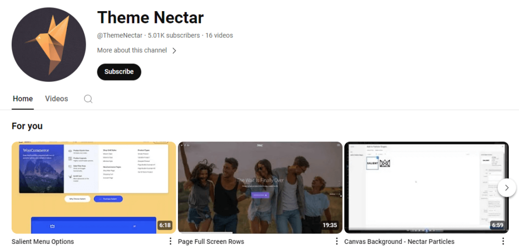 Theme Necter YouTube channel