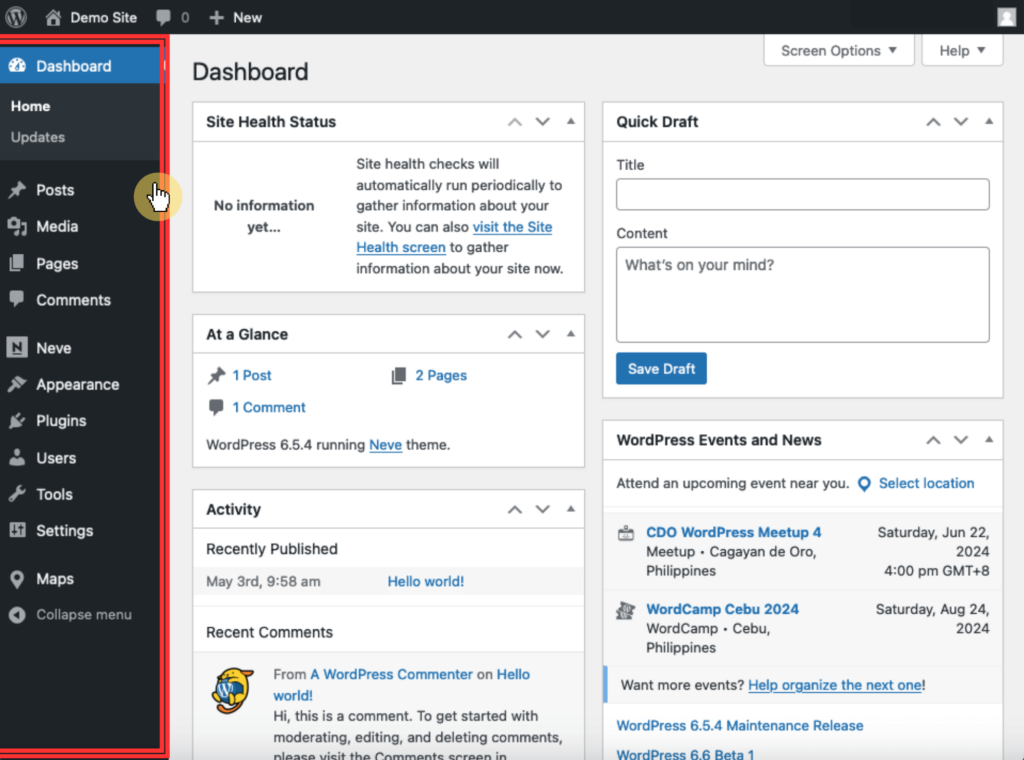 Dashboard Sidebar Menu