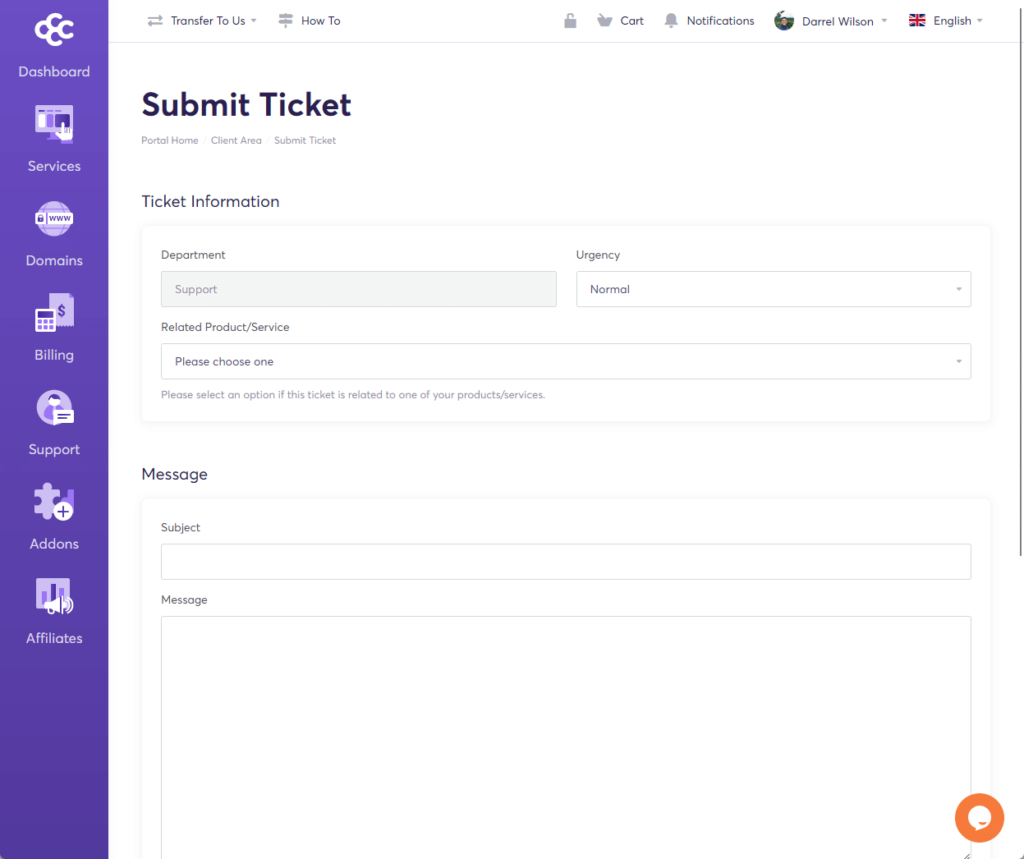 submit a ticket in chemicloud