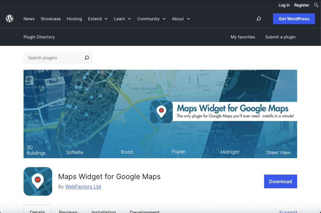 Maps Widget for Google Maps by WebFactory Ltd