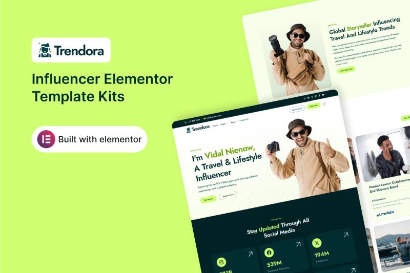 Trendora - Influencer Elementor Template Kit