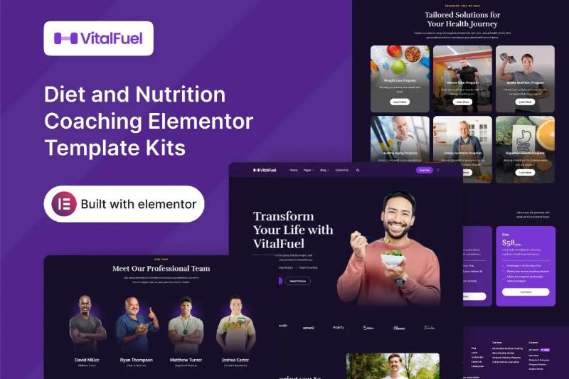VitalFuel - Diet and Nutrition Coaching Elementor Template Kit