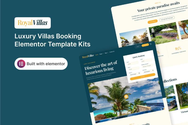 RoyalVillas - Luxury Villas Booking Elementor Template Kits