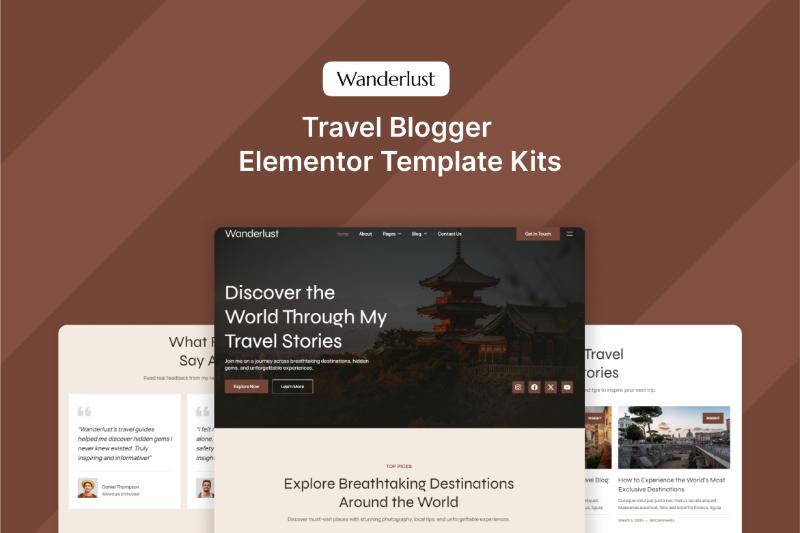 Wanderlust - Travel Blogger Elementor Template Kit