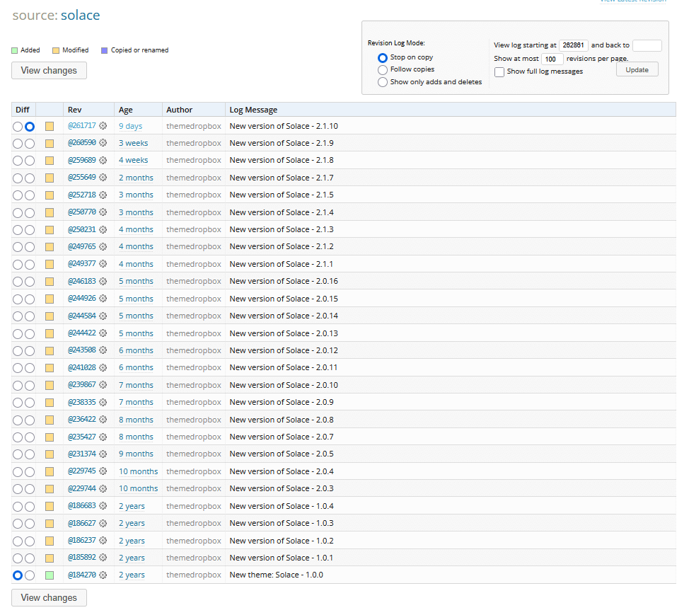 solace revision log in wordpress