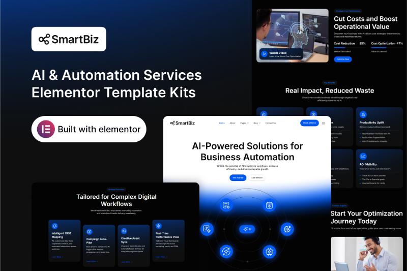 SmartBiz - AI & Automation Services Elementor Template Kit